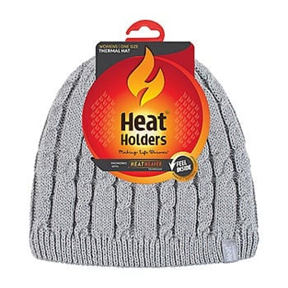 New Heat Holders Womens Gray Beanie Knit Thermal Hat